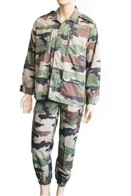 Functional French Military Uniform Collared Jacket and Trousers for Outdoor Activities