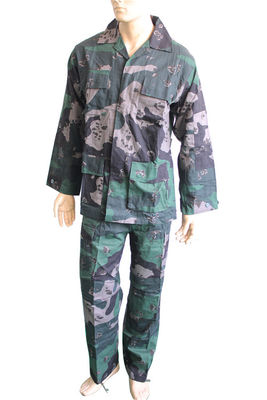 Polyester Cotton Philippine Police Security Uniform In Woodland Camou For Training