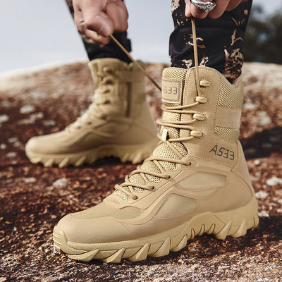 High Top Tube Tactical Military Boots Breathable Outdoor Men'S Combat Desert Boots for Mountaineering