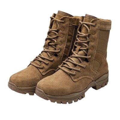 Full Grain Leather Brown Combat Military Boots Winter Mountaineering Boots Abrasion Resistant Puncture Proof