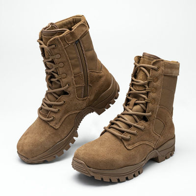 Full Grain Leather Brown Combat Military Boots Winter Mountaineering Boots Abrasion Resistant Puncture Proof