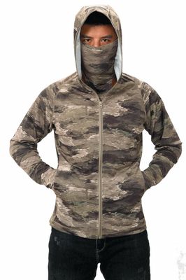 Tactical Elastic Camouflage Hooded Sweatshirts Zip Up Cardigan For Men And Women