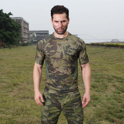 Men Camouflage Tactical Combat Shirt Short Sleeved Quick Dry Elastic For Outdoor Sports