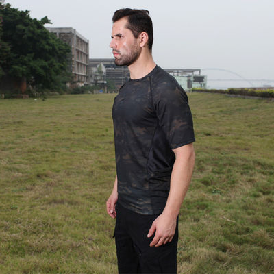 Men Camouflage Tactical Combat Shirt Short Sleeved Quick Dry Elastic For Outdoor Sports