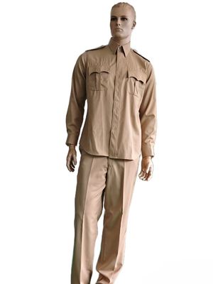Classic Khaki Officer's Dress Uniform Set Wool Blend Long Sleeve & Straight Leg