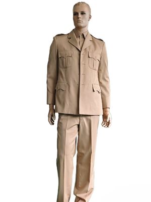 Premium Military Dress Uniform Set in Khaki  Jacket + Long Sleeve Shirt + Straight Leg Trousers  45% Wool Blend