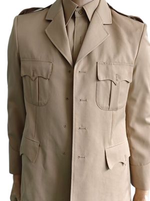 Premium Military Dress Uniform Set in Khaki  Jacket + Long Sleeve Shirt + Straight Leg Trousers  45% Wool Blend