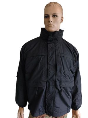 Stealth Black Military Parka - Detachable Thermal Liner & Utility Pockets