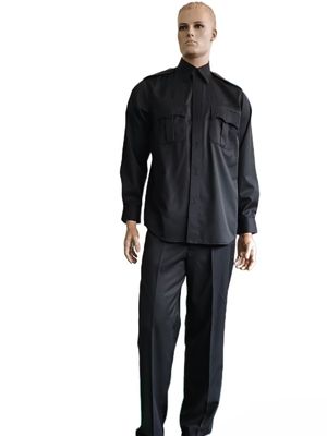 Black Ceremonial Military Uniform Set (Long Sleeve and Straight-Leg Trousers) - 45% Wool 55% Polyester