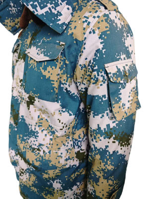 Tactical Blue Camo Insulated Jacket Detachable Thermal Liner & Adjustable Waist Strap