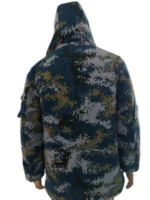 Tactical Blue Camo Insulated Jacket Detachable Thermal Liner & Adjustable Waist Strap