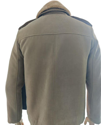 Khaki Military Style Faux Fur Collar Thickened Jacket Customizable Fabric