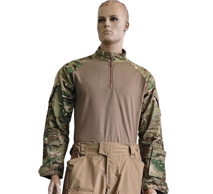 Polyester Cotton Knitted Fabric Tactical Frog Split Combat Set  Ventilated Top Utility Pants