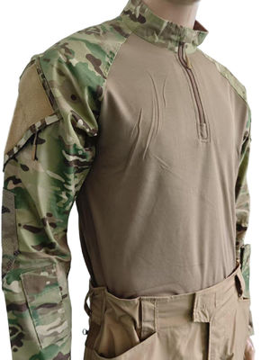 Polyester Cotton Knitted Fabric Tactical Frog Split Combat Set  Ventilated Top Utility Pants