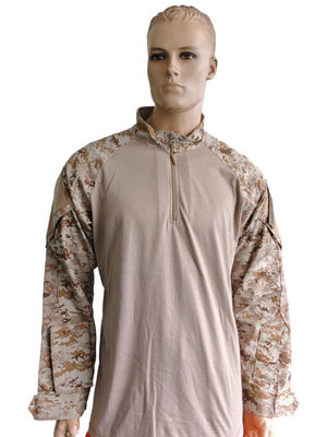 Tactical Camo Combat Shirt with Half - Zip & Arm Pockets